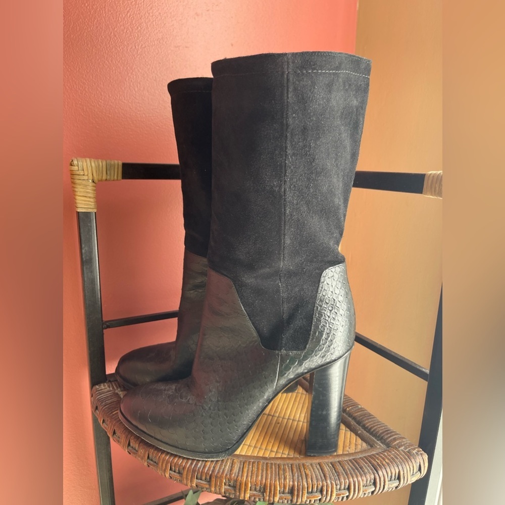 Vince Embossed Leather Python Boot Size 7.5 - image 4